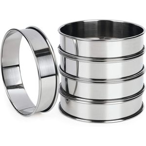 วงแหวนอบขนมสแตนเลสขนาด 4 นิ้ว แบบสองชั้นเคลือบสารกันติด สำหรับทำมัฟฟิน ทาร์ต ครัมเพ็ต ชุดอุปกรณ์ทำอิงลิชมัฟฟิน - Product Image 1