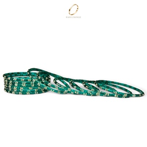 Bracelets en verre transparent de haute qualité, couleur émeraude verte, style Kashmiri, plaqués or, avec pierres en zircon, pour femmes, vente en gros - Product Image 5