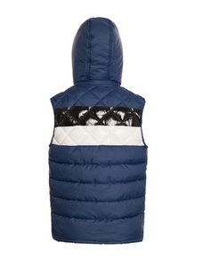 Men's White Hooded Sleeveless <b>Quilted</b> Jacket Canvas Windproof Polyester Winter Minimalist Style <b>Single</b> Breasted - Product Image 3