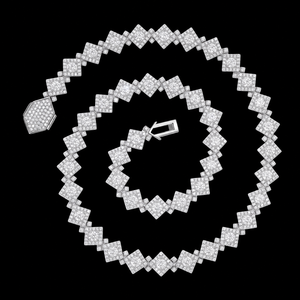 Conjunto de Collar de Cadena de Eslabones Cuadrados con Diamantes Cultivados en Laboratorio de Plata 925 para Hombre, Joyería de Lujo Geométrica - Product Image 3