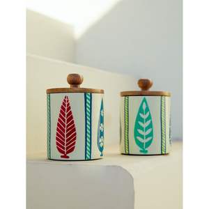 Eco-Friendly Acacia Wood Printed <b>Jar</b> Wooden Enamel <b>Kitchen</b> <b>Storage</b> <b>Jar</b> - Product Image 1