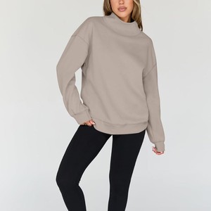 Sudadera con Capucha Oversize de Cuello Alto, Jersey de Punto de Color Liso, Manga Regular, Unisex, para Otoño - Product Image 3