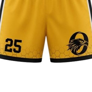 Pantalones Cortos de Lacrosse Unisex Amarillos y Negros, de Poliéster, Ajuste Atlético, Ropa Deportiva, Uniforme de Equipo, Ropa de Entrenamiento y Rendimiento - Product Image 6