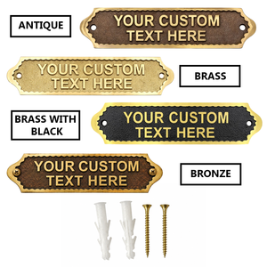 Placa de Latón Personalizada, Diseño Rectangular Tradicional, Letrero Hecho a Mano para Entrada con Tornillos y Anclajes - Product Image 4