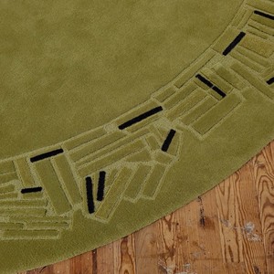 Tapis rond en laine verte fait main, tapis de sol circulaire design moderne, tapis artisanal tufté à la main, décoration d'intérieur, tapis de salon - Product Image 2