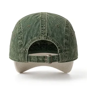 Casquette de baseball 6 panneaux en jean vert pour femme, respirante, imperméable, imprimée par transfert thermique, décontractée, avec œillets et fermeture à boucle métallique - Product Image 2