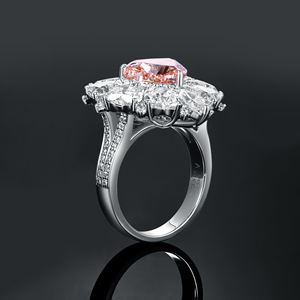 Luxury Unisex 18K Solid <b>Gold</b> Rhodium Plated <b>Cocktail</b> Engagement <b>Ring</b> Heart Cut Diamond Prong Setting Pave Accents IGI Certified - Product Image 1