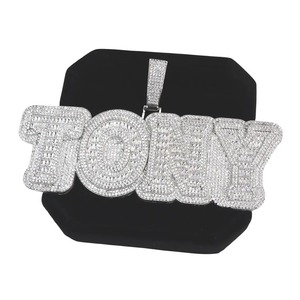 Export Quality Iced Out Custom Letter <b>Initial</b> Geometric Pendant <b>Necklace</b> for Men Hip Hop Luxury Jewelry Gift for Sale - Product Image 3