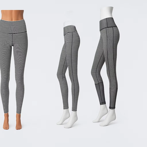 Mallas de Yoga a rayas que absorben el sudor, poliéster, licra, transpirable, cintura alta, gimnasio, Fitness, mallas, ropa deportiva para mujer, venta al por mayor - Product Image 2