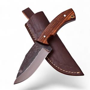 Industrial DIY OEM Hand Forged 1095 Steel Razor Sharp Outdoor Bushcraft Fixed Blade Camping <b>Knife</b> Rosewood Handle Leather <b>Sheath</b> - Product Image 1