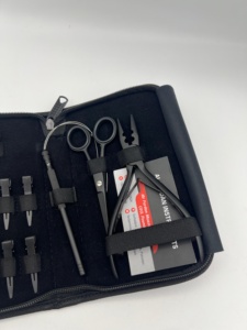 Kit de Herramientas Profesional para Extensiones de Cabello con Método de Trama Pequeña, Más Vendido, Color Negro Mate, Alicates de Dos Orificios, Tijeras con Mango de Bucle - Product Image 3