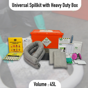 Kit anti-déversement universel 45L avec conteneur robuste, kit de contrôle des déversements industriels pour l'huile, l'eau et les produits chimiques absorbants - Product Image 2