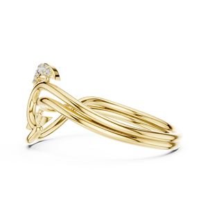 Anillo de oro macizo de 14k para mujer con diseño de onda, minimalista, con diamante de corte redondo, para regalo, compromiso, aniversario, boda - Product Image 2