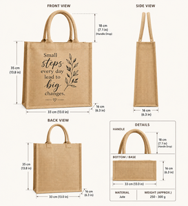 Burlap Shopping <b>Bag</b> <b>Medium</b> <b>Size</b> With Inspirational Quote And Leaf Design For Groceries - Product Image 2