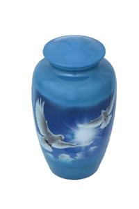 Urnes funéraires modernes en métal avec motif d'oiseau dans le ciel pour adultes et animaux de compagnie, urne commémorative écologique pour humains et animaux - Product Image 5