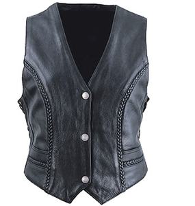 Gilet de motard en cuir véritable, manteau pour fille - Product Image 1