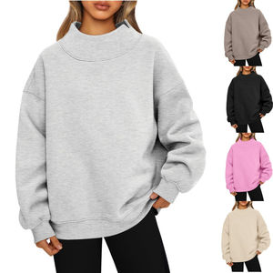 Sudadera de Mujer Oversize con Cuello Redondo y Lentejuelas de Cristal, Color Sólido, Hombros Caídos, Manga Larga, Tejido de Algodón, para Otoño - Product Image 6