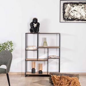 Estante cuadrado grande Vandana Royal Vision con un diseño moderno y elegante en madera de acacia y metal negro Urban Metal - Product Image 1