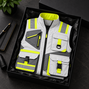 Chaleco de Seguridad Reflectante para Hombre y Mujer con Tela Fluorescente Brillante, Cierre Frontal con Cremallera y Prácticos Bolsillos Laterales para el Trabajo Diario - Product Image 5