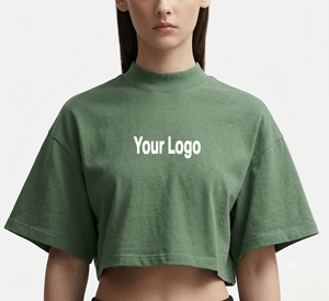 T-shirt court streetwear uni à col rond épais, respirant et confortable, prix de gros abordable - Product Image 1