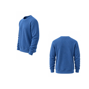 <b>Men</b> Waffle Knit Sweatshirt <b>Long</b> <b>Sleeve</b> Crew Neck Pullover Casual Thermal Textured <b>Top</b> Embroidered Eco-Friendly Custom OEM - Product Image 5