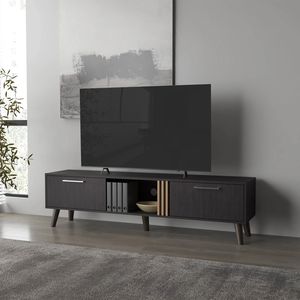 Mobile TV in Wengue con 2 Ante e Vano Aperto, Elegante Arredo per l'Intrattenimento Domestico - Product Image 1