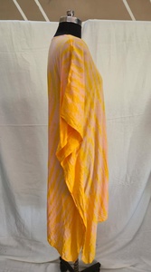 Vestido Kaftán Largo Oversize Tie Dye para Mujer, Corte Holgado, 100% Rayón, Ropa de Resort, Cómodo, Amarillo - Product Image 4