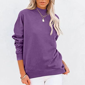 Sudadera Corta de Punto para Mujer, Cuello Redondo, Hombros Caídos, Manga Tres Cuartos, Color Blanco, Estilo Casual, Otoño - Product Image 3