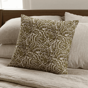 Housse de coussin luxueuse 20x20 imprimée à la main avec motifs floraux et bordures ethniques, imprimés tendance - Product Image 6