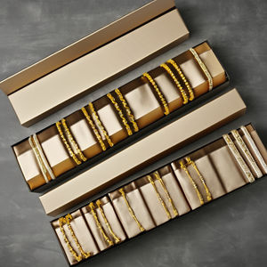 Ensemble de bracelets fins en or 22 carats de luxe, sertis de pierres en zircon cubique, bijoux de créateur pour femmes, cadeau tendance pour un usage quotidien - Product Image 1