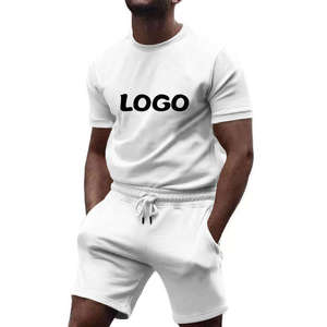 Summer Custom Logo Men's Streetwear Jogging Set Short Sleeve <b>T</b>-<b>Shirt</b> Shorts Tracksuit - Product Image 4