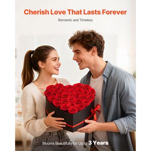 Flores Eternas, 27 Rosas Frescas Preservadas en Caja con Forma de Corazón, Ramo Inmortal para Cumpleaños, Entrega a Domicilio - Product Image 3