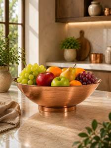 Cuenco Decorativo de Cobre Hecho a Mano para Centro de Mesa, Frutero para Mesa de Comedor, Encimera de Cocina, Decoración de Lujo para el Hogar, Fabricante de Exportación - Product Image 1