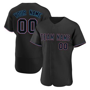 Maillot de baseball noir personnalisé pour homme, manches courtes, col en V, maille respirante, nom de l'équipe imprimé, coupe classique, toutes saisons - Product Image 1