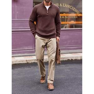 2025 <b>Men's</b> Casual <b>Quarter</b>-<b>Zip</b> Pullover <b>Sweater</b> with Mock Neck Winter Warm Ribbed for Polo <b>Sweaters</b> Zipper Closure Hood for - Product Image 4