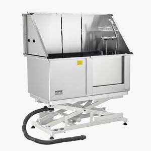 Vasca Professionale per Toelettatura Animali Domestici in Acciaio Inossidabile da 50 Pollici con Sollevamento Elettrico, Stazione di Lavaggio Cani Antiscivolo con Scarico per Pulizia e Bagno Animali - Product Image 1