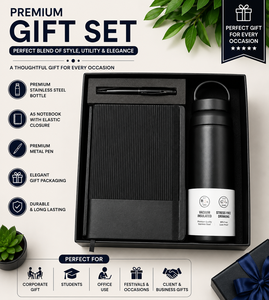 Juego de Regalo Premium de 3 Piezas: Botella de Acero Inoxidable, Cuaderno A5, Bolígrafo Metálico, Caja de Regalo de Cuero PU, Impresión, Duradero y de Larga Duración - Product Image 2