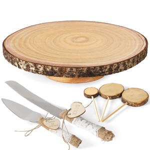 ขาตั้งเค้กไม้สนเพ้นท์ลายด้วยมือสุดเก๋ไก๋ - ราคาขายส่ง - Product Image 1