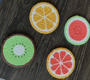 Premium Handmade Eco-Friendly Seed <b>Bead</b> Glass <b>Coaster</b> Set Cups Glasses Contemporary Embroidery Table Protection Mats - Product Image 6