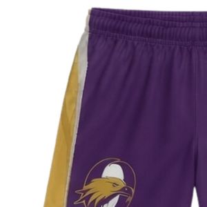 Shorts de lacrosse unisexe violet et or sublimés, légers en polyester, réversibles, pour l'entraînement et les matchs sportifs - Product Image 5