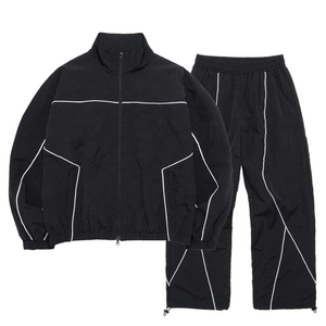 Conjunto Deportivo Unisex con Cremallera Completa, Capucha, Ligero, de Nailon y Algodón, Sudadera y Pantalones Casuales, Transpirable, Estampado, Corte Holgado - Product Image 4