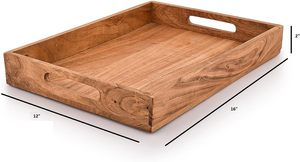 Bandeja de Almacenamiento Rectangular de Madera con Acabado Pulido, Diseño Moderno y Lujoso, de un Solo Nivel, Apta para Lavavajillas, Reutilizable para Múltiples Habitaciones, Organizador - Product Image 5