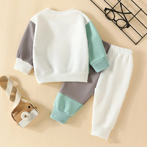 Conjuntos de Ropa para Bebé Niño al por Mayor, Chándal Color Block para Niños, Conjunto de Sudadera y Pantalones para Niños Pequeños, Ropa Infantil de Boutique - Product Image 3