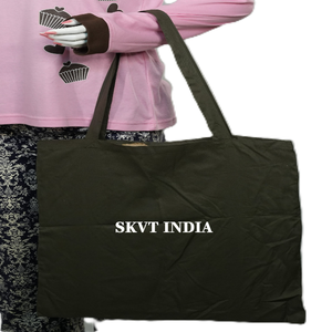 กระเป๋าผ้าแคนวาสสีเบจธรรมชาติ 100% ผ้าฝ้ายคาลิโก้  แบบกำหนดโลโก้ได้ เป็นมิตรกับสิ่งแวดล้อม เหมาะสำหรับใส่ของช้อปปิ้ง - Product Image 5