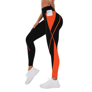 Women's High Waist Soft Stretch Breathable Yoga <b>Leggings</b> Side <b>Pocket</b> Spandex/Nylon/Cotton Fabric for <b>Workout</b> Running Activewear - Product Image 2