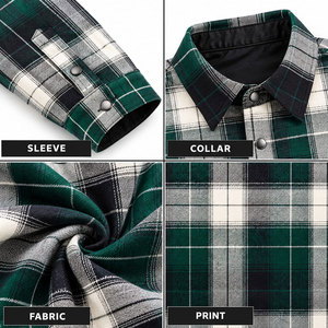 Chemise en flanelle à manches longues pour homme, à carreaux verts, décontractée, boutonnée, col rabattu, chemise en flanelle d'automne - Product Image 6