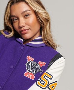 2026 Wholesale <b>Women's</b> Collared Varsity <b>Jacket</b> Custom Chenille Patch <b>Leather</b> Sleeve Baseball Varsity <b>Jacket</b> Winter Wear - Product Image 3