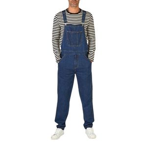 Men's Stonewashed Denim Overalls Regular Fit Mid Waist Casual <b>Blue</b> Jeans Pants With Pockets Spring Cotton Woven Custom Overalls - Product Image 5