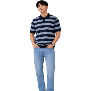 Polo décontracté respirant pour homme, manches courtes, rayé, haute qualité, nouveau design, best-seller, style streetwear - Product Image 4