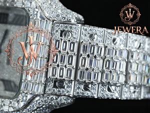 Reloj Mossinate de Acero Inoxidable de Alta Calidad con Esfera de Cristal Plateada, Diamantes Brillantes, Diseño Elegante y Atemporal para Hombre y Mujer - Product Image 5